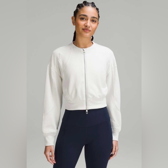 lululemon athletica Jackets & Blazers - Lululemon Ribbed Softstreme Cropped Jacket Bone Zip Front